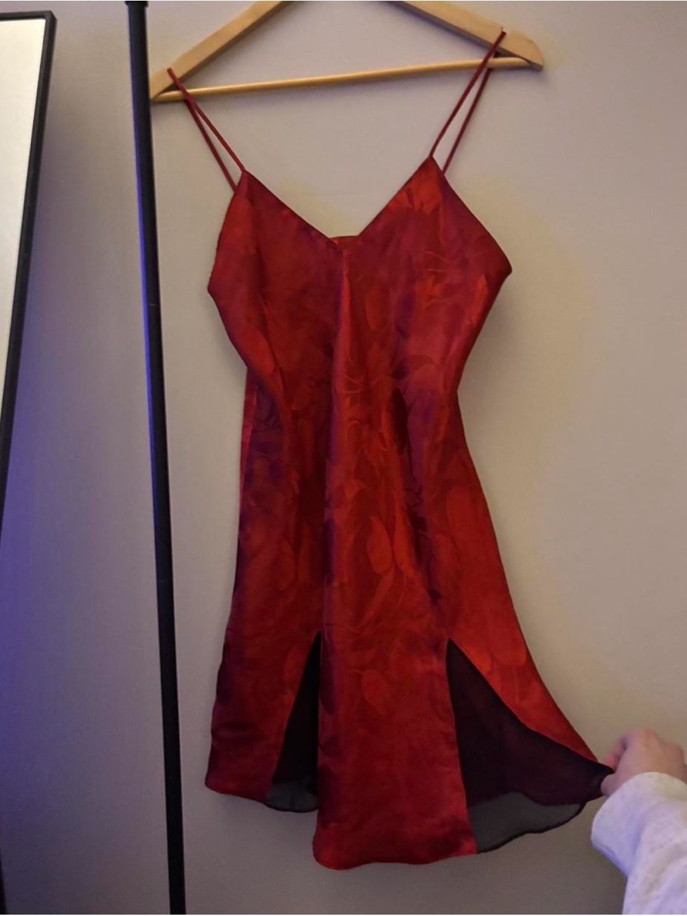 Victoria's Secret Red Floral Slip Mini Dress with Double Straps